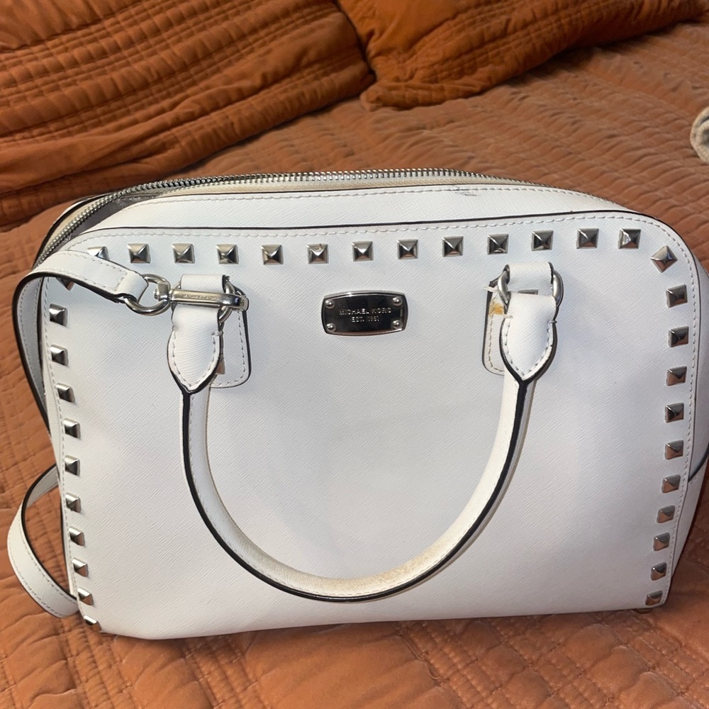 White studded Michael Kors bag